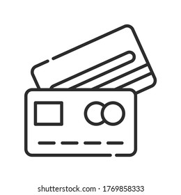 Bank payment cards black line icon. Cash bank account. Pictogram for web page, mobile app, promo. UI UX GUI design element. Editable stroke