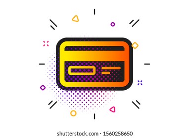 Bank payment method sign. Halftone circles pattern. Credit card icon. Online Shopping symbol. Classic flat credit card icon. Vector