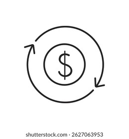 Ícone de linha de banco, pagamento, dinheiro e finanças
