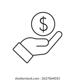 Ícone de linha de banco, pagamento, dinheiro e finanças