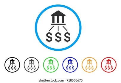 Bank Payments rounded icon. Style is a flat bank payments grey symbol inside light blue circle with black, gray, green, blue, red, orange color versions.