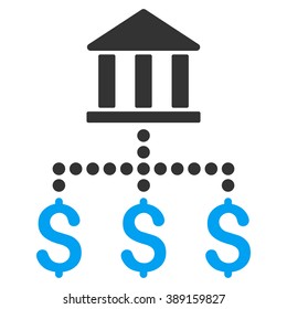 Bank Payments vector icon. Style is bicolor flat symbol, blue and gray colors, white background.