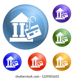 Bank phishing icons set vector 6 color isolated on white background