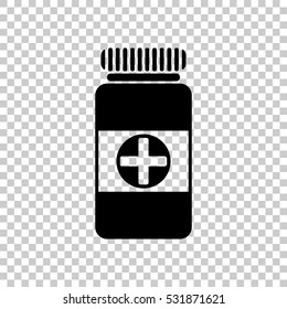 Bank of pills icon. Black icon on transparent background.
