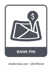 bank pin icon vector on white background, bank pin trendy filled icons from Maps and locations collection, bank pin simple element illustration