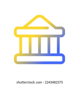 Bank pixel perfect gradient linear ui icon. Government building. Courthouse. Banking services. Line color user interface symbol. Modern style pictogram. Vector isolated outline illustration