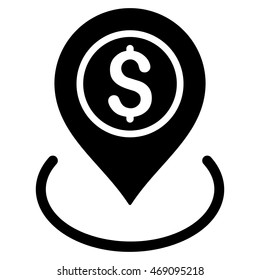 Bank Place icon. Vector style is flat iconic symbol with rounded angles, black color, white background.