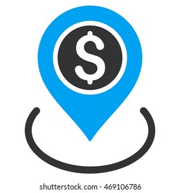 Bank Place icon. Vector style is bicolor flat iconic symbol with rounded angles, blue and gray colors, white background.