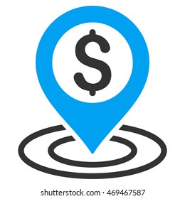 Bank Place icon. Vector style is bicolor flat iconic symbol with rounded angles, blue and gray colors, white background.