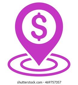 Bank Place icon. Vector style is flat iconic symbol with rounded angles, violet color, white background.