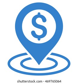 Bank Place icon. Vector style is flat iconic symbol with rounded angles, cobalt color, white background.