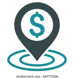 Bank Place icon. Vector style is bicolor flat iconic symbol with rounded angles, soft blue colors, white background.