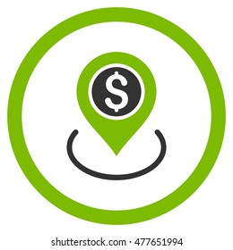 Bank Place rounded icon. Vector illustration style is flat iconic bicolor symbol, eco green and gray colors, white background.
