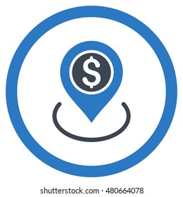 Bank Place rounded icon. Vector illustration style is flat iconic bicolor symbol, smooth blue colors, white background.