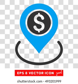 Bank Place vector icon. Image style is a flat blue and gray iconic symbol.