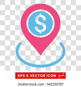 Bank Place vector icon. Image style is a flat pink and blue pictograph symbol.