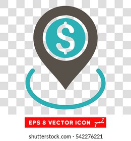 Bank Place vector icon. Image style is a flat grey and cyan pictograph symbol.