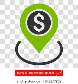 Bank Place vector icon. Image style is a flat eco green and gray pictograph symbol.