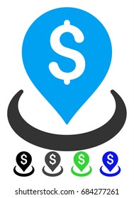 Bank Placement flat vector pictograph. Bank Placement icon with gray, black, blue, green color versions.