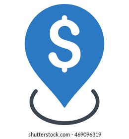 Bank Placement icon. Vector style is bicolor flat iconic symbol with rounded angles, smooth blue colors, white background.