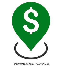 Bank Placement icon. Vector style is bicolor flat iconic symbol with rounded angles, green and gray colors, white background.