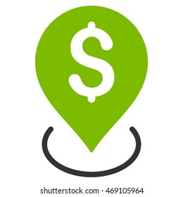 Bank Placement icon. Vector style is bicolor flat iconic symbol with rounded angles, eco green and gray colors, white background.