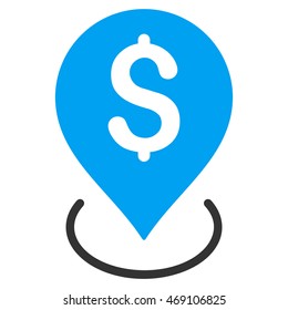 Bank Placement icon. Vector style is bicolor flat iconic symbol with rounded angles, blue and gray colors, white background.