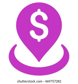 Bank Placement icon. Vector style is flat iconic symbol with rounded angles, violet color, white background.