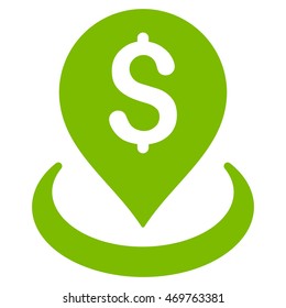 Bank Placement icon. Vector style is flat iconic symbol with rounded angles, eco green color, white background.