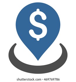 Bank Placement icon. Vector style is bicolor flat iconic symbol with rounded angles, cobalt and gray colors, white background.