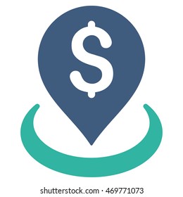 Bank Placement icon. Vector style is bicolor flat iconic symbol with rounded angles, cobalt and cyan colors, white background.