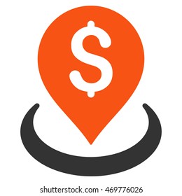 Bank Placement icon. Vector style is bicolor flat iconic symbol with rounded angles, orange and gray colors, white background.