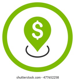 Bank Placement rounded icon. Vector illustration style is flat iconic bicolor symbol, eco green and gray colors, white background.