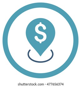Bank Placement rounded icon. Vector illustration style is flat iconic bicolor symbol, cyan and blue colors, white background.