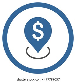 Bank Placement rounded icon. Vector illustration style is flat iconic bicolor symbol, cobalt and gray colors, white background.
