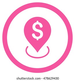 Bank Placement rounded icon. Vector illustration style is flat iconic symbol, pink color, white background.