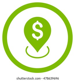 Bank Placement rounded icon. Vector illustration style is flat iconic symbol, eco green color, white background.