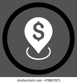 Bank Placement vector bicolor rounded icon. Image style is a flat icon symbol inside a circle, black and white colors, gray background.