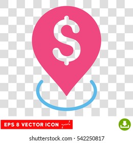 Bank Placement vector icon. Image style is a flat pink and blue icon symbol.