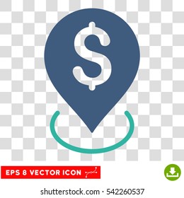 Bank Placement vector icon. Image style is a flat cobalt and cyan pictograph symbol.