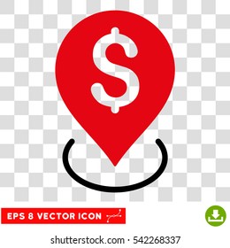Bank Placement vector icon. Image style is a flat intensive red and black pictogram symbol.