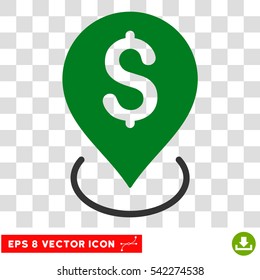 Bank Placement vector icon. Image style is a flat green and gray icon symbol.