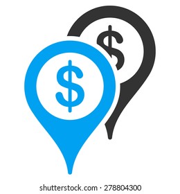Bank places icon from Business Bi color Set. This isolated flat symbol uses modern corporation light blue and gray colors.