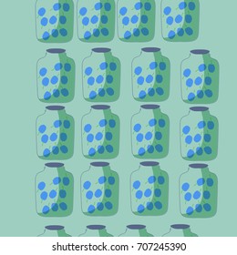 Bank  with plum  seamless pattern. Hand drawn.