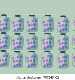Bank  with plum  seamless pattern. Hand drawn.