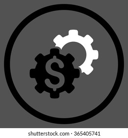 Bank Preferences vector icon. Style is bicolor flat circled symbol, black and white colors, rounded angles, gray background.