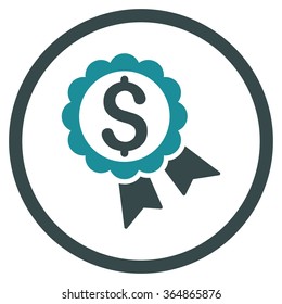 Bank Prize vector icon. Style is bicolor flat circled symbol, soft blue colors, rounded angles, white background.