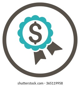 Bank Prize vector icon. Style is bicolor flat circled symbol, grey and cyan colors, rounded angles, white background.