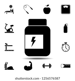 The bank of protein, white, albumen icon. Simple glyph vector element of gym icons set for UI and UX, website or mobile application