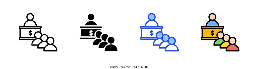 Bank Queue Icon Collection With Multiple Styles